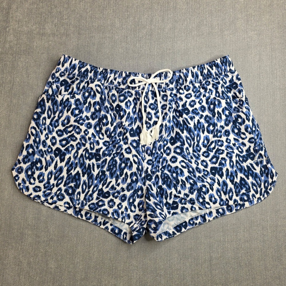 NWT Johnny Was CALME Blue Leopard Print Board Shorts Women's L Swim Beach $118